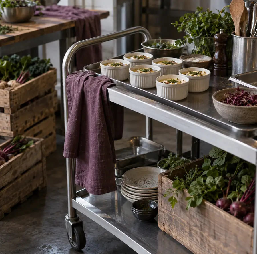 Illustration of catering businesses equipment and workspace