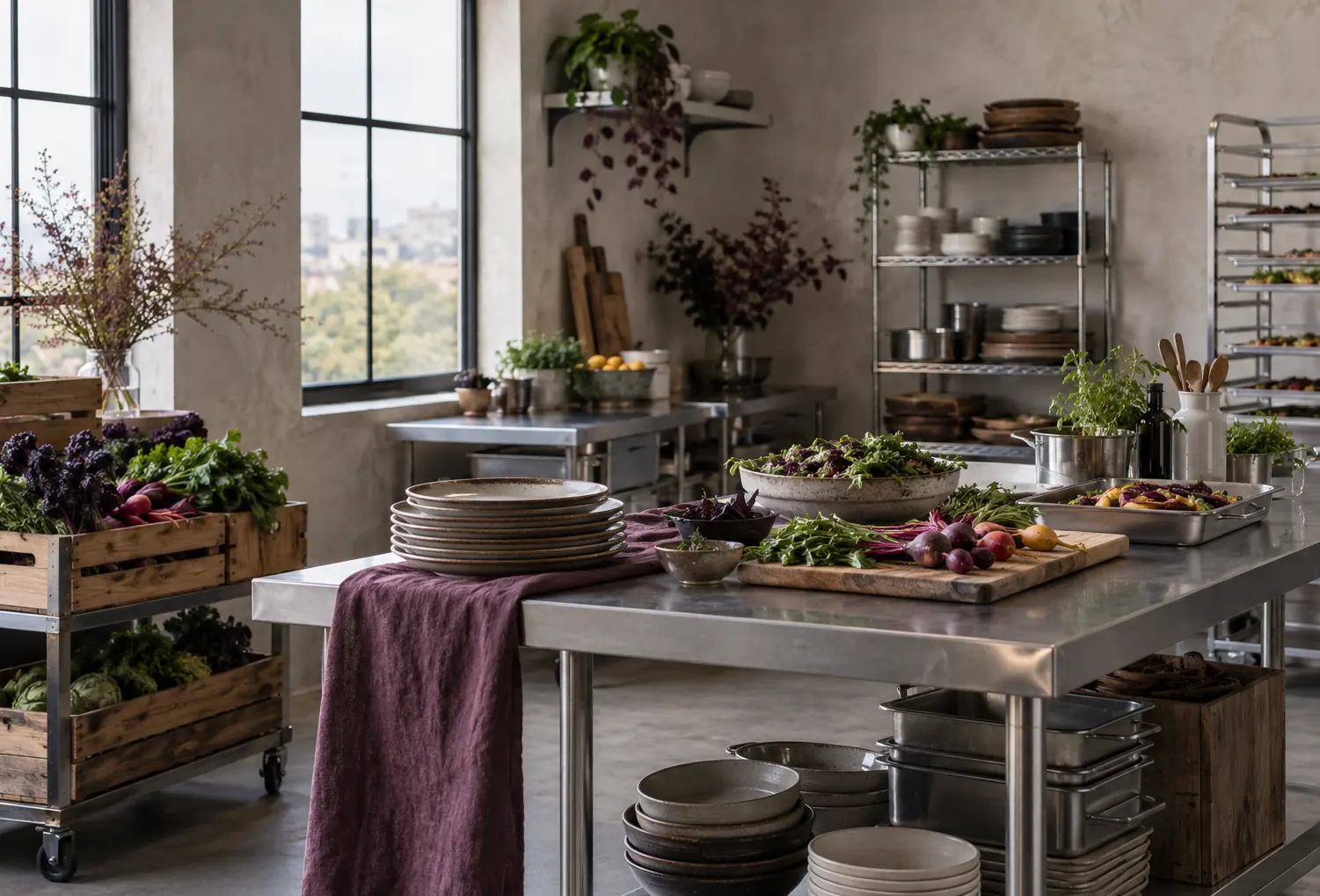 Illustration of catering businesses and their working space
